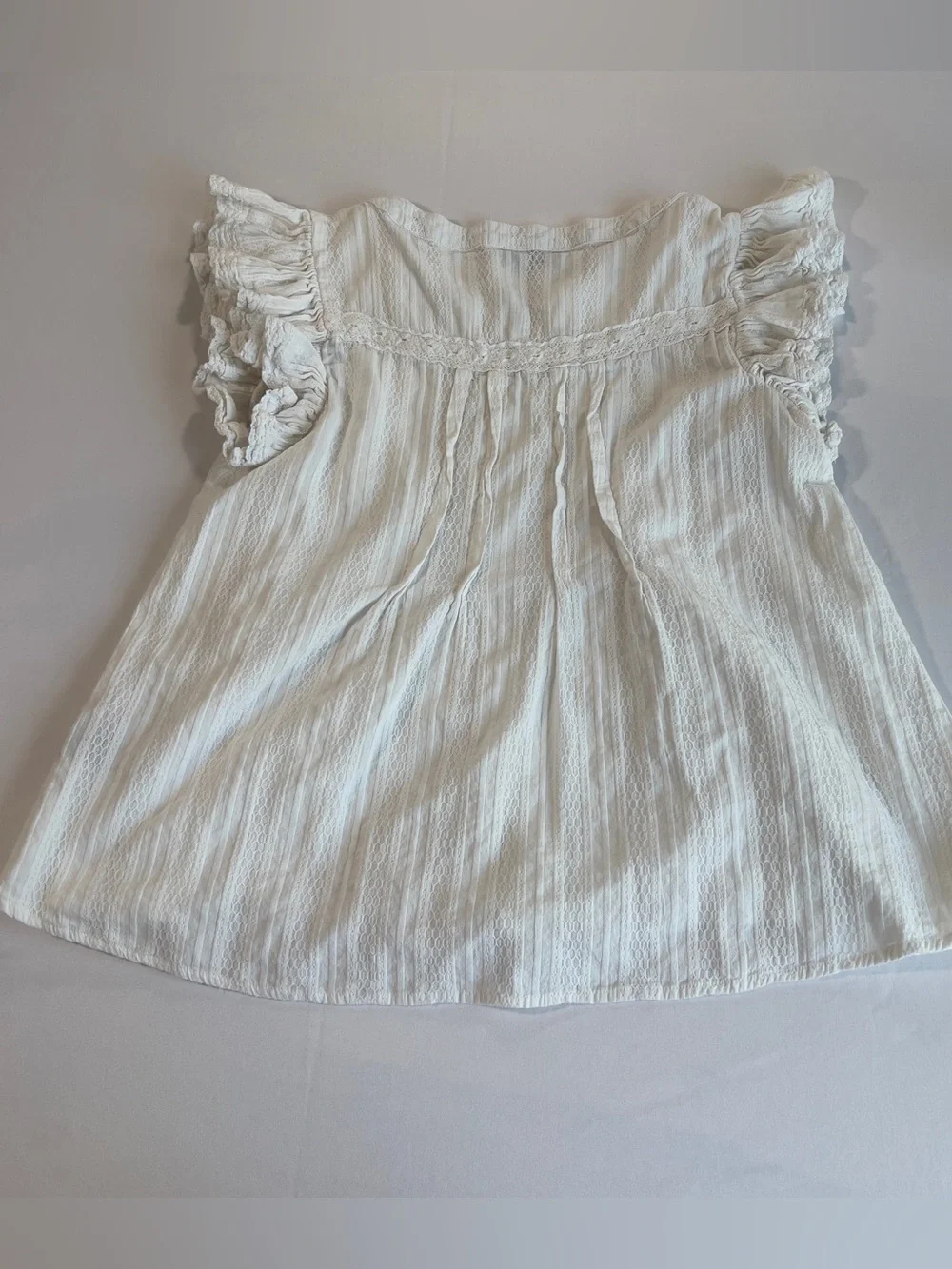 Vici White Ruffled Lace-Front Button Blouse - Picture 5 of 5